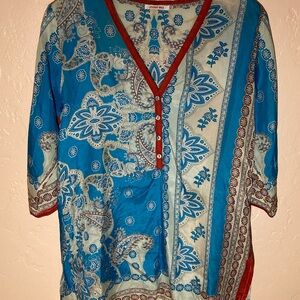 Johnny Was Blue Paisley Blouse